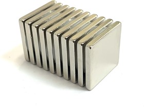 Фото 1/4 Неодимовый магнит 20х20х2.5 мм - 10 штук