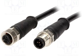 Фото 1/4 120066-8992, Cordset, Black, Straight, 4A, 22AWG, 1m, M12 Plug - M12 Socket, Conductors - 5