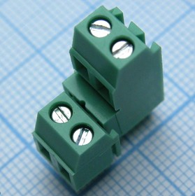 DG381A-3.81- 04P-14-00A(H), (зелёный 2*2), Винтовой клеммный блок c рельефной обоймой, 4 контактов. Серия DG381A-3.81