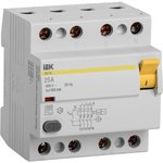 Выключатель дифференциального тока (УЗО) 4п 25А 100мА тип AC ВД1-63 IEK ...