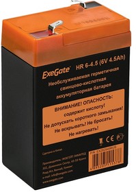 Фото 1/2 EX282949RUS, Аккумуляторная батарея ExeGate HR 6-4.5 (6V 4.5Ah, клеммы F1)