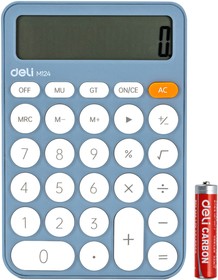 Фото 1/8 Калькулятор настольный Deli EM124BLUE синий 12-разр.