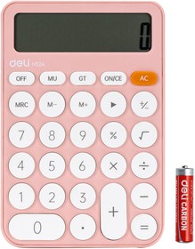 Фото 1/4 Калькулятор настольный Deli EM124PINK розовый 12-разр.