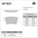 SP1831, Колодки тормозные CITROEN C4 PICASSO/C4 GRAND PICASSO задн SANGSIN BRAKE