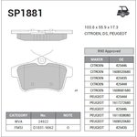 SP1881, SP1881_колодки дисковые задние.!\ Citroen C4, Peugeot 3008/5008 ...