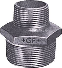 770245232, Galvanised Malleable Iron Fitting Reducer Hexagon Nipple, Male BSPT 2in to Male BSPT 1-1/4in