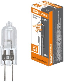 Лампа капсульная галогенная JC - 20Вт - 12В - G4 прозрачная TDM