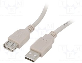 CCB-USB2-AMAF-10, Кабель; USB 2.0; гнездо USB A,вилка USB A; позолота; 3м; бежевый