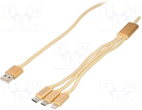 CC-USB2-AM31-1M-G, Кабель; USB 2.0; 1м; золотистый; Серия: Cablexpert