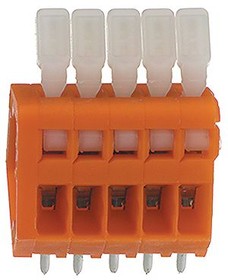 PCB terminal, 8 pole, pitch 2.54 mm, AWG 28-20, 6 A, cage clamp, orange, 233-508
