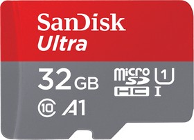 SDSQUNR-032G-GN3MA, Карта памяти MicroSD 32ГБ, Ultra Light UHS-I (100 Mb/s) , переходник SDHC, Class 10