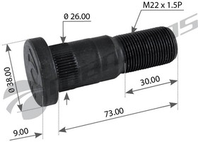 300530, Болт колесный M22*1.5*74/82