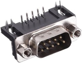 G17C0910132EU, D-Sub Standard Connectors D-SUB,PLUG,FP=8.08MM, 9-POS,R/A DIP,W/#4-40 IN