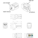 Монтажное оборудование Hyperline KJNE-8P8C-C5e-90-WH Вставка Keystone Jack ...