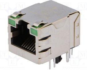 1-6605834-1, Socket; RJ45; PIN: 8; shielded,with LED; gold-plated; Layout: 8p8c
