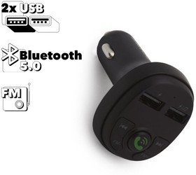 Автомобильная зарядка BOROFONE BC26 Music Joy BT 5.0, 2xUSB, FM (черная)