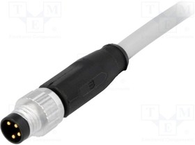 Фото 1/2 Sensor actuator cable, M8-cable plug, straight to open end, 4 pole, 0.5 m, PVC, gray, 21348000481005