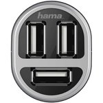 Автомобильное зарядное устройство HAMA H-173603, 3xUSB, 2.1A, черный [00173603]