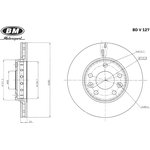 Диск тормозной передний вентилируемый 280X24MM 5/114,3(1шт.) BDV127