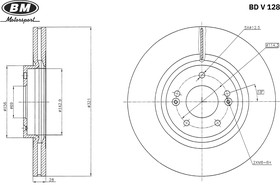 Фото 1/3 Диск тормозной передний вентилируемый 321X28MM 5/114,3(1шт.) BDV128