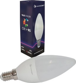 Светодиодная лампа LH-CD-60/E14/927, 6Вт, свеча, 540 лм, Е14, 2700К, Ra95, L050