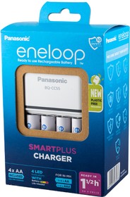 Фото 1/3 Panasonic eneloop K-KJ55MCD40E SmartPlus Charger + 4АА2000мАч BL1, Зарядное устройство с аккумуляторами