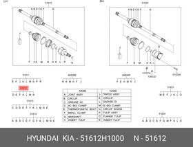 51612H1000, КОМПЛЕКТ ПЫЛЬНИКОВ ШРУСА [ORG]