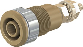 Фото 1/3 4 mm socket, screw connection, mounting Ø 12.2 mm, CAT III, brown, 23.3020-27