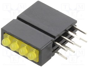 D.2400Y, LED; in housing; yellow; 1.8mm; No.of diodes: 4; 20mA; 70°; 5?17mcd