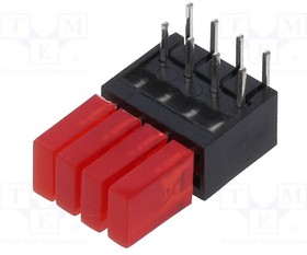 2413.2434, LED; in housing; red; 1.8mm; No.of diodes: 4; 20mA; 110°; 3?7mcd