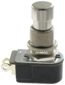 Фото 1/2 110-P, Pushbutton Switches 1-pole, OFF - ON, 3A/6A 250VAC/125VAC not HP rated, Non-Illuminated Pushbutton Pushbutton Switch with Solder Lug