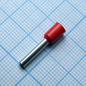 HE 2512 Red, наконечник кабельный торцевой трубчатый с изоляцией, L=19/12мм, сеч. пров. 2.5мм2