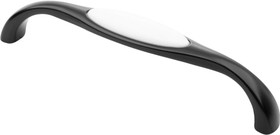 Ручка-скоба с фарфором 128мм, матовый черный SF12-11-128 BL