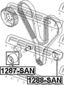 Фото 1/2 1287-SAN, 1287-SAN_ролик натяжной ремня ГРМ!\ Hyundai Santa Fe/Sonata 2.7 V6 00-02