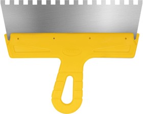 Шпатель фасадный МАСТЕР 250мм нержавеющий зубчатый 8 мм желтая ручка 35186 тов-176013