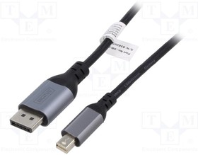 DB-340106-010-S, Cable; DisplayPort 1.2,HDCP 2.2; 1m; black; Enclos.mat: aluminium