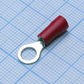 RV1.25-5 Red, (RV1.25-5S Red), наконечник кабельный кольцевой с изоляцией d=5.3мм, сеч. пров.0.5-1.5мм2