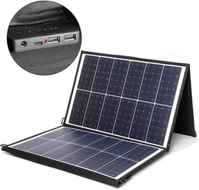 Фото 1/10 Солнечная панель TOP-SOLAR-120 120W 18V DC, Type-C PD 60W, 2 USB, влагозащищенная, складная на 3 секции