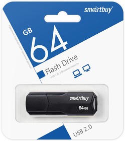 Фото 1/6 USB 2.0 накопитель SmartBuy 64GB CLUE Black (SB64GBCLU-K)