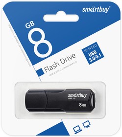 Фото 1/6 USB 3.0/3.1 накопитель SmartBuy 8GB CLUE Black (SB8GBCLU-K3)
