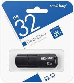Фото 1/6 USB 3.0/3.1 накопитель SmartBuy 32GB CLUE Black (SB32GBCLU-K3)