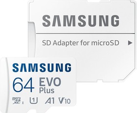 Фото 1/9 Флеш карта microSDXC 64GB Samsung MB-MC64KA EVO PLUS + adapter