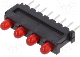 2311.2431, LED; in housing; red; 2.8mm; No.of diodes: 4; 20mA; 60°; 15?30mcd