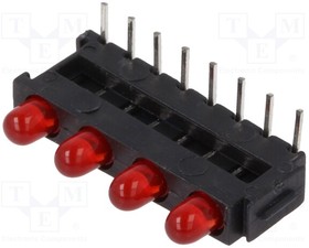 2311.2432, LED; in housing; red; 2.8mm; No.of diodes: 4; 20mA; 60°; 15?30mcd