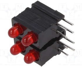 1801.2423, LED; in housing; red; 2.8mm; No.of diodes: 4; 20mA; 60°; 1.2?4mcd