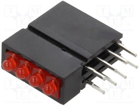 D.2400R, LED; in housing; red; 1.8mm; No.of diodes: 4; 20mA; 70°; 1?5mcd