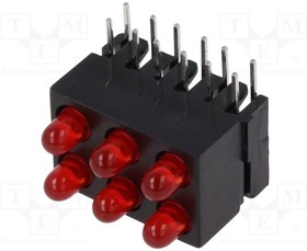 1801.3220, LED; in housing; red; 2.8mm; No.of diodes: 6; 20mA; 60°; 1.2?4mcd
