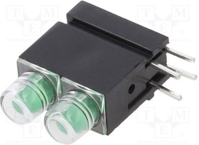 LED signal light, green, 20 mcd, pitch 2.54 mm, LED number: 2