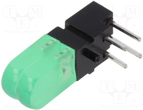 1803.8832, LED; in housing; yellow green; No.of diodes: 2; 20mA; 60°; ?d: 573nm