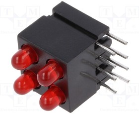 1801.2220, LED; in housing; red; 2.8mm; No.of diodes: 4; 20mA; 60°; 1.2?4mcd